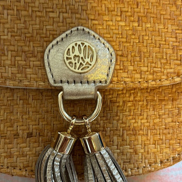 Lilly Pulitzer Sirena Crossbody Bag Raffia Gold Tassel - Picture 11 of 11
